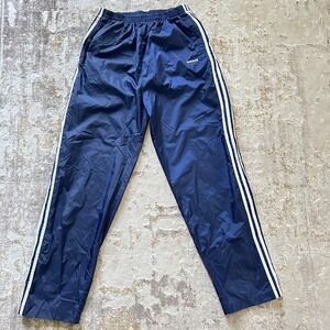 Y2K Adidas Blue Tear Away Snap Sides Retro Warm Up Track‎ Pants - Size Large